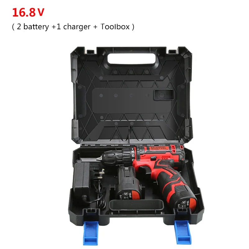 16.8V Беспроводная электрическая мини-дрель 12 В 16,8 в 36 В, аккумуляторные батареи, электроинструменты, 3/8 дюйма, 2 скорости, с набором инструментов, аккумуляторная отвертка - Цвет: 16.8V