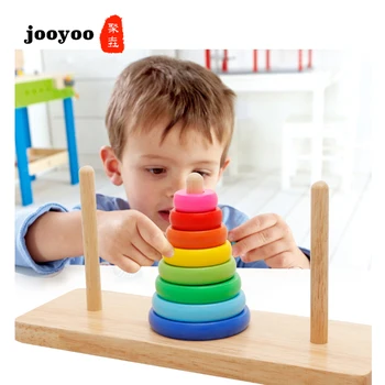 

Baby Stacking Color Circle Geometry Nesting Toy Educational Birth Gift Baby Gym Wood Kids Toy jooyoo