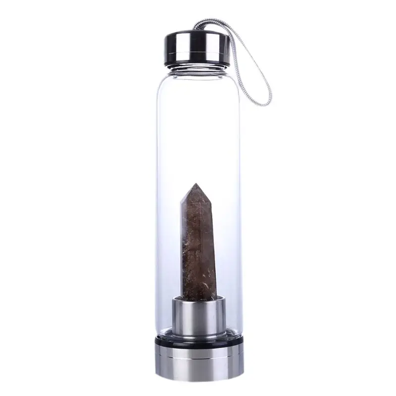 Natural Quartz Crystal Point Energy Water Bottle Healing Obelisk Wand Elixir Crystal Glass Infuser Decor Supplies