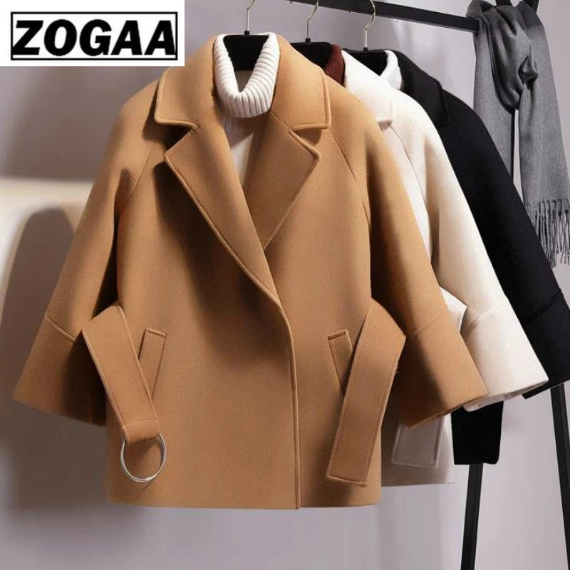 

Women Short Woolen Coat Belt Jacket Tops Lovely Dwarf Woman Lady's Woolen Outwear Woolen Overcoat Abrigos Mujer Invierno 2019