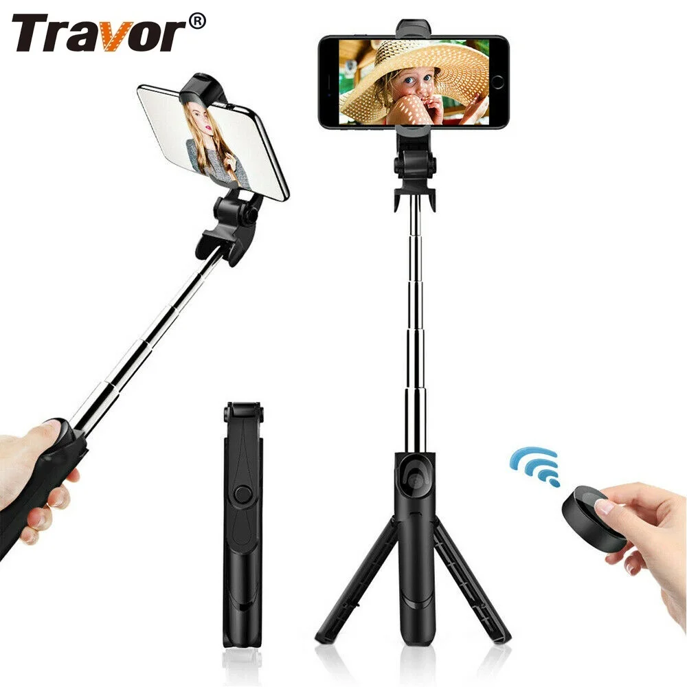 Селфи палка Travor телескопическая Выдвижная с таймером и поворотом на 360