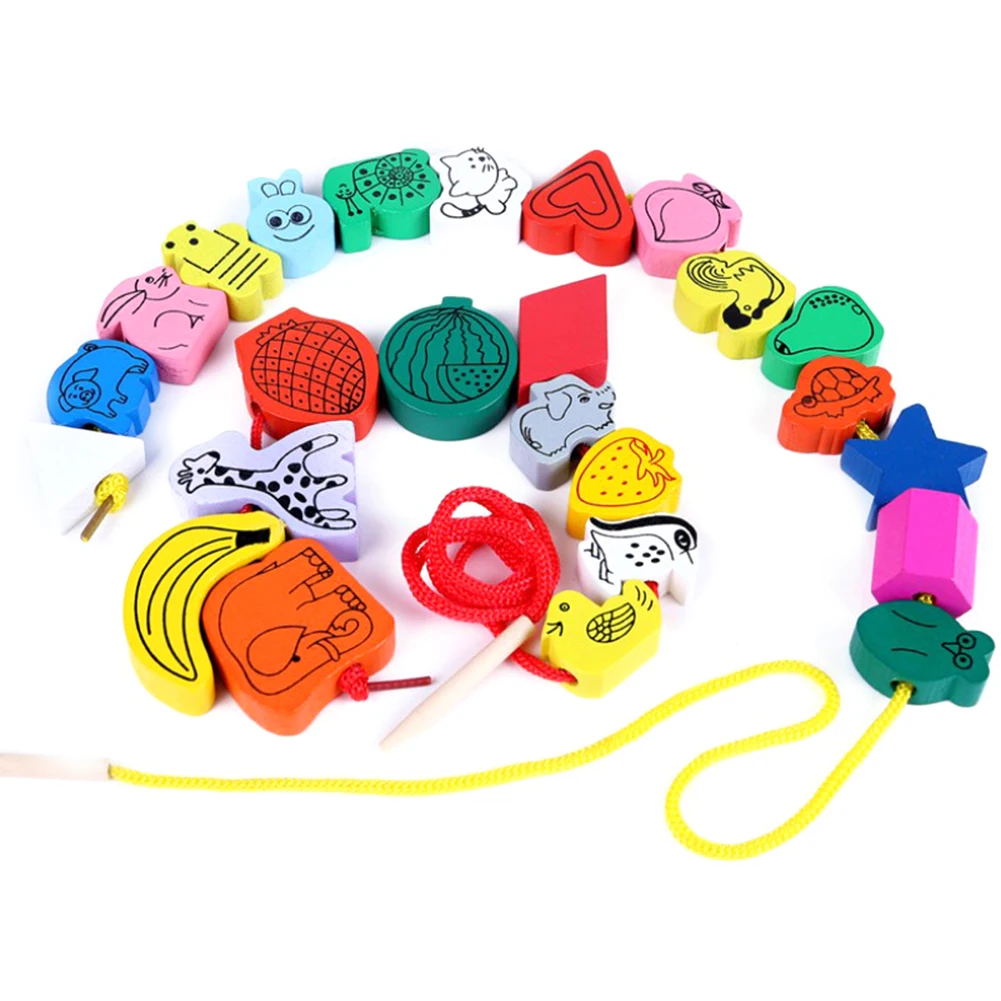 45 Large Children Wearing Beads Beaded Toys Baby Animal Fruit Cognitive Educational Toys Creative Handmade Toys