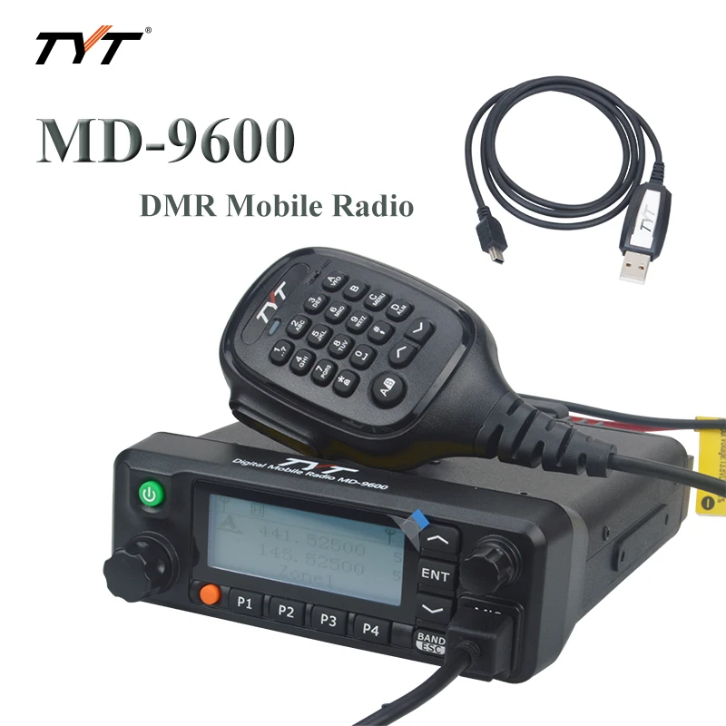 TYT MD-9600 DMR мобильный радио UHF/VHF Двухдиапазонный 136-174 МГц и 400-480 50 Вт 1000Ch трансивер с