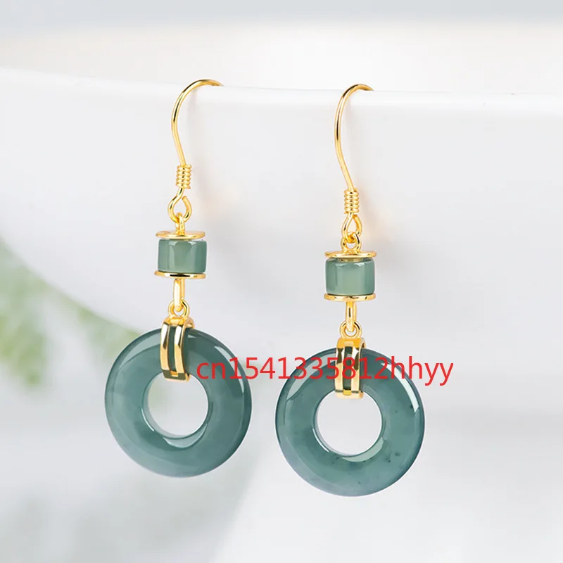 

Hot Selling 925 Silver Natural Jade Circle Earrings Charm Jewellery Hand-Carved Earrings for Women Men Fashion Accessories