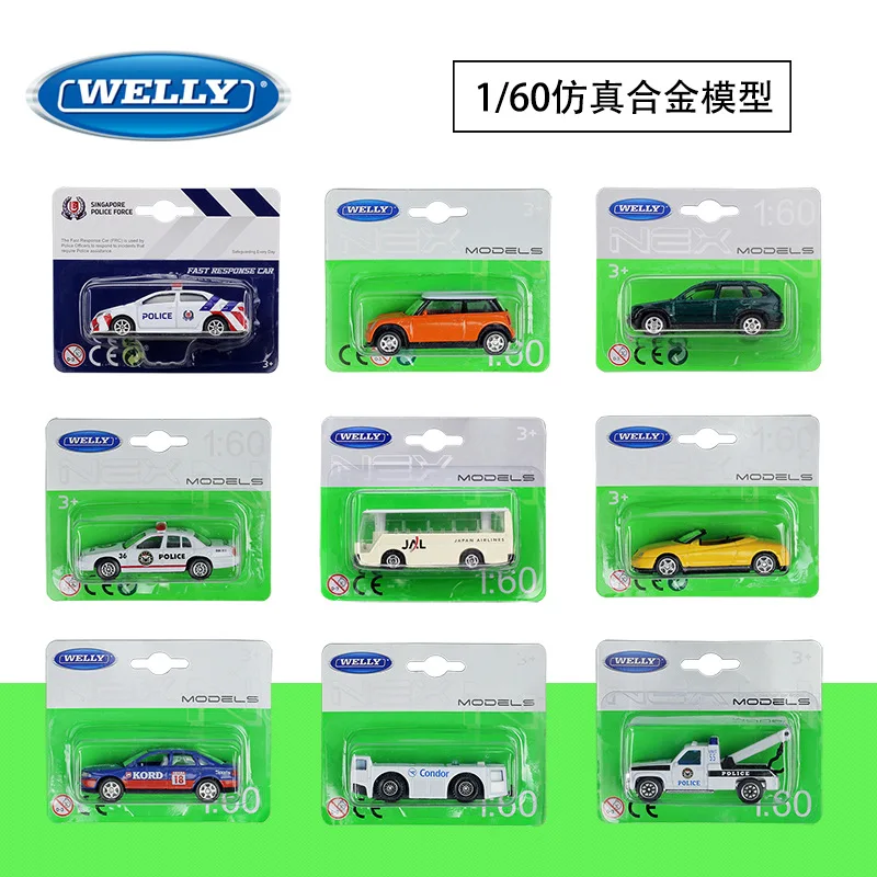 

WELLY 1:60 Simulation Mini Alloy Car Model Toy For Kids Gift Toyota Corolla Airport Bus Trailer Alfa Romeo BENZ AUDI Car Model
