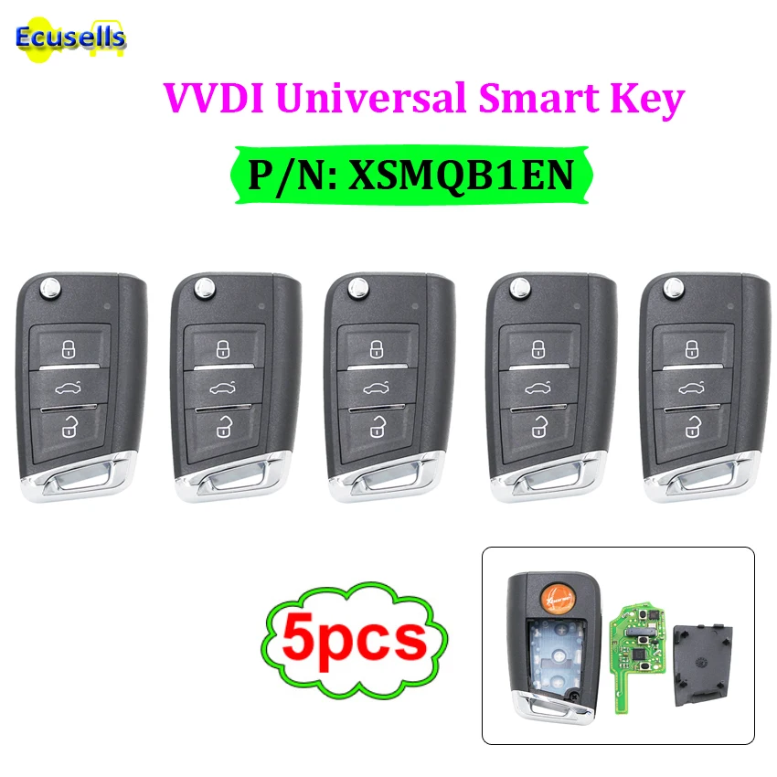 5 шт./лот XHORSE VVDI Универсальные пульты дистанционного управления с функцией приближения PN: XSMQB1EN английская версия