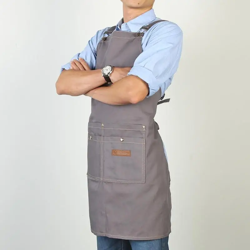 Practical Men Women Apron Adjustable Cotton Canvas Multi-pocket Aprons Baking Kitchen Home Restaurant Pinafore Tools