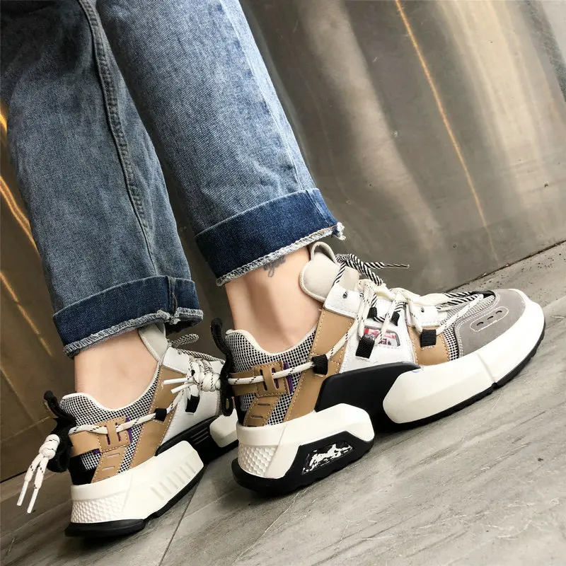 HTUUA/Harajuku/кроссовки на шнуровке на массивной платформе; женская повседневная обувь; женская Вулканизированная обувь; коллекция года; сезон осень; tenis feminino; SX3005