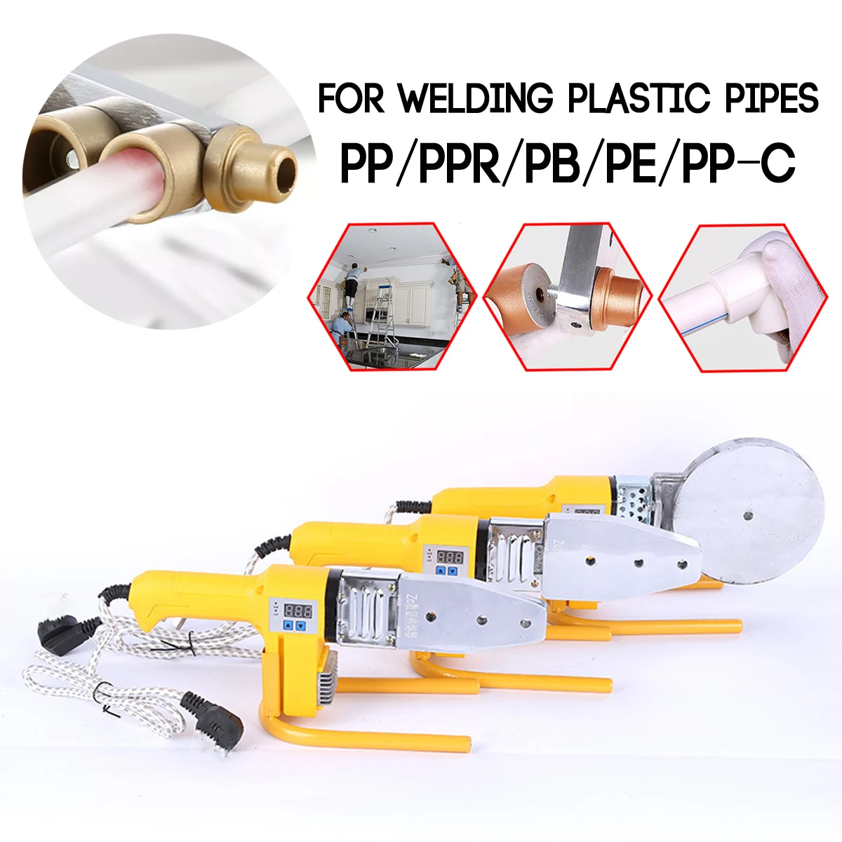 US $38.42 80010001200W Pipe Welding Machine 20110mm Pipe Soldering Iron Plastic Welding PPPPRPBPE Tube Heating Hot Melting Tool