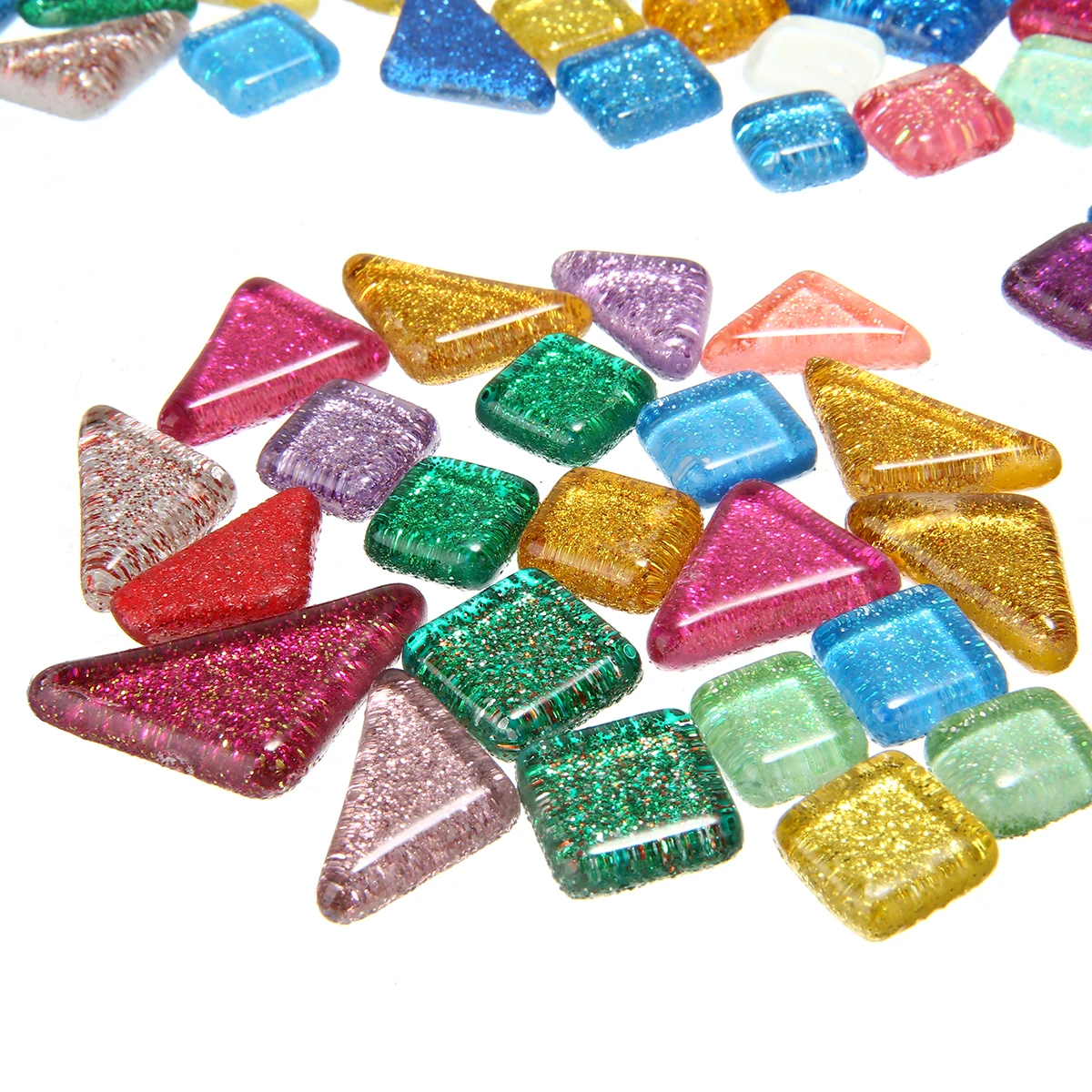 New Arrival 120g 70pcs Colorful Glitter Shiny Glass Mosaic Tiles Multi-color Mosaic Mirror Tiles Bulk For Art DIY Hand Craft