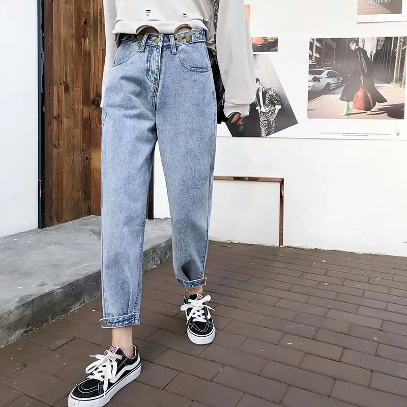 Новинка 2020 стильные джинсы женские свободные облегающие мешковатые брюки с