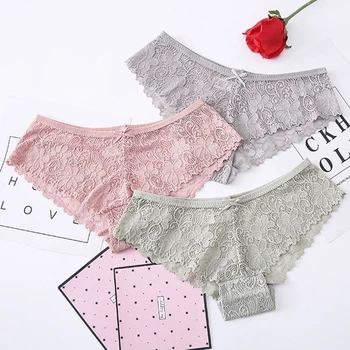 

Sexy Lace Panties Women Fashion Lingerie Tempting Briefs High Quality Ice Silk Female Underpant Low Waist Intimates Underwear