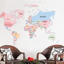 Горячая Распродажа горячая Распродажа мультяшное английское карта мира Наклейка на стену детская комната декоративная наклейка s ABC1055