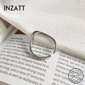 

INZATT Real 925 Sterling Silver Geometric Irregular Resizable Ring For Women Punk Fine Jewelry Minimalist Accessories 2019 Gift