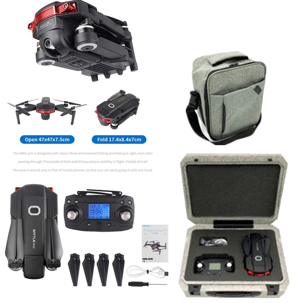

GPS RC Drone 4K 5G WIFI Ultra HD Wide Angle Dual Camera Quadcopter Brushless Foldable RC Helicopter Toy Carry Box Travel Bag