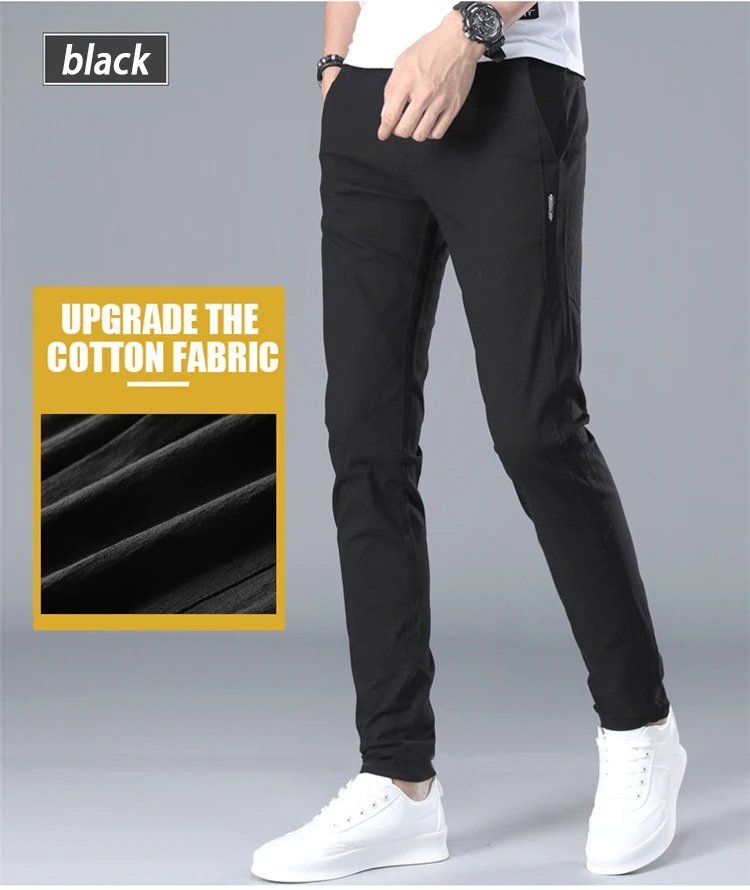 VOGUELEO Men Cotton Pants Breathing-Pant Male High Quality Trousers Classics Straight Casual Fashion Four Color Chooise