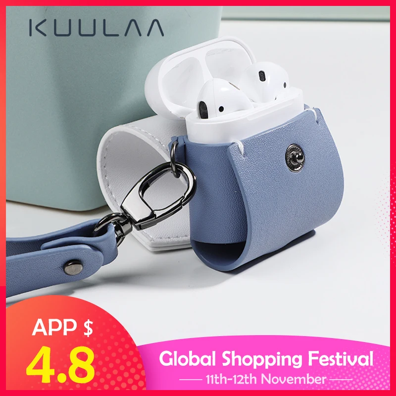 

KUULAA Luxury Wireless Charging Case For Airpods Accessories Leather Protective Cover For Apple Airpod Air Pods Pod Coque Funda