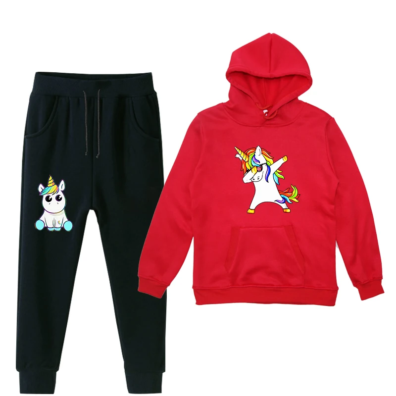 Unicorn Autumn Winter Children Toddler Baby Boys Girls Clothes Hoodies Pants 2Pcs/set Outfit Infant Kids Casual Tracksuits