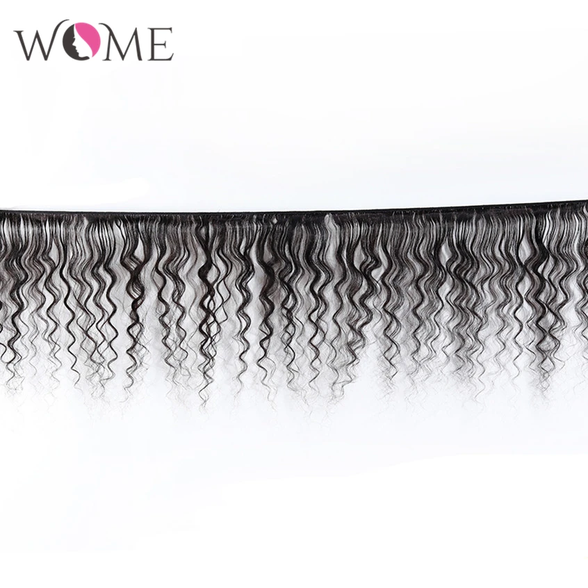 WOME бразильские Свободные глубокие волнистые пряди с закрытием человеческие волосы пряди с закрытием не Реми наращивание 3 пряди с закрытием