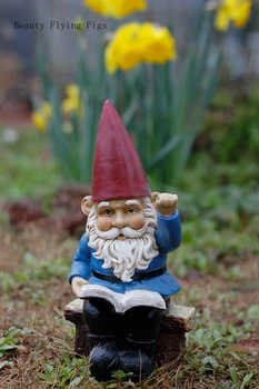 

1Pcs Resin Garden Elf ornaments books beckoning dwarf Christmas home decoration garden children's room decoration ornaments