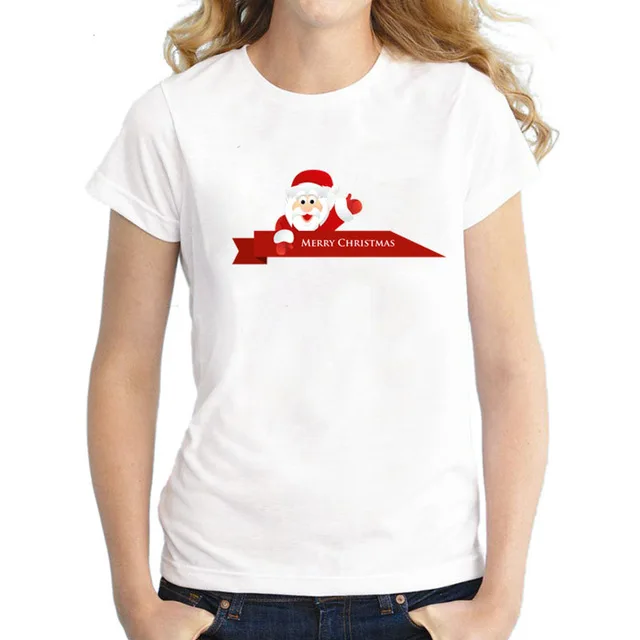 New kawaii reindeer t shirt women fashion Christmas Harajuku Short Sleeve t-shirt White Suitable all seasons Tshirt Tops clothes