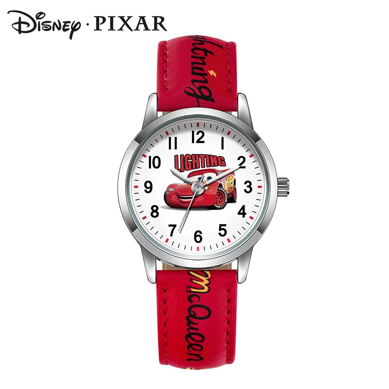 Оригинальные детские часы disney cars pixar для девочек, новинка, детские часы с героями мультфильмов, модные детские милые кварцевые часы с кожаным ремешком, подарки - Цвет: RED-OPP BAG