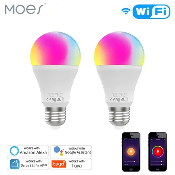 

WiFi Smart LED Dimmable Lamp 9W,RGB C+W ,Smart Life Tuya App Remote Control Work with Alexa Echo Google Home E27