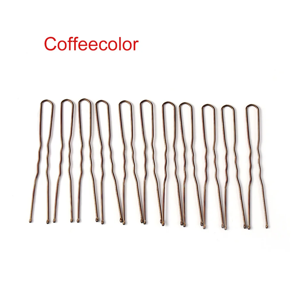 Coffee 20/100 шт черный/золотой U образный шпильки волнистые волосы зажим заколки для волос металл заколка из сплава Головные уборы брелок аксессуары для укладки волос - Цвет: Coffee