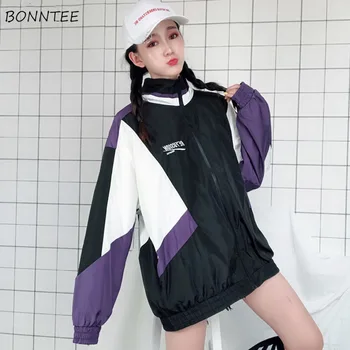 

Jackets Women Letter Printed Patchwork Leisure Daily Harajuku Loose Zipper Jacket Womens Soft Trendy Korean Style Outerwear New