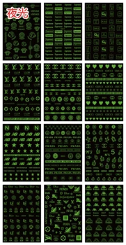 

12 Sheet DIY fluores LOGO VDSM Nail Sticker Self-adhesive DIY Sticker Decals Tips Sport Logo Manicure Nail Art Decals