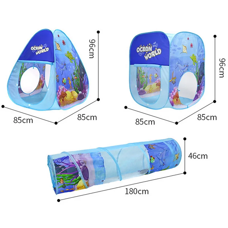 3pcs Set Play Tent Baby Toys Ball Pool For Children Tipi Tent Pool Ball Pool Baby Tent House Crawling Tunnel Ocean Kids Tent