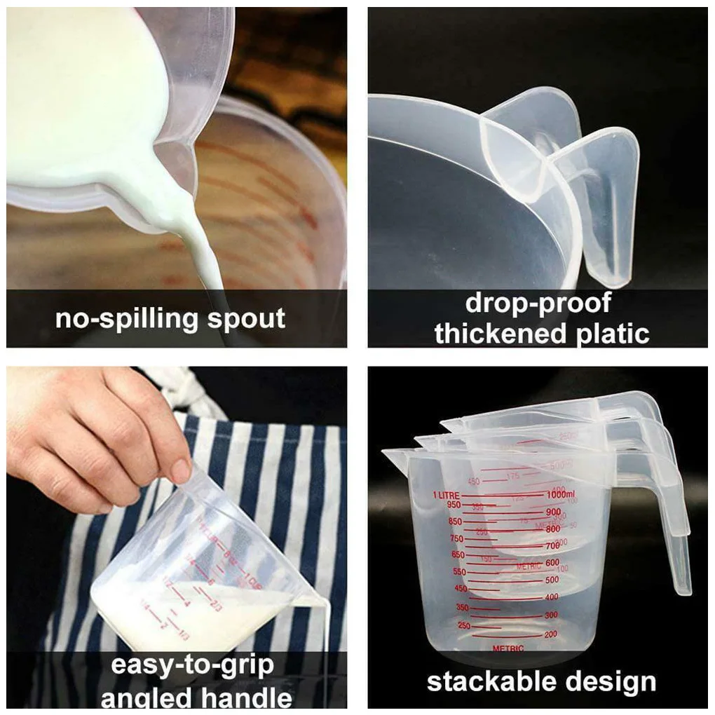 2020 3 Pcs/set Measuring Cups Kitchen Bakery Baking Powder Seasoning Milk Water Transparent Measuring Tool