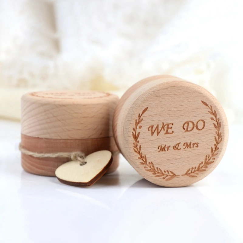 Деревянная коробочка для колец Свадьба/на День Валентина, обручальное деревянное кольцо шкатулка деревенское свадебное кольцо коробка держатель без гравировки