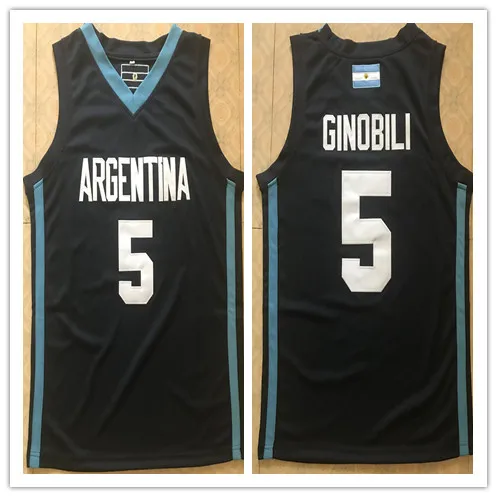 bule Новинка#5 Manu Ginobili Team Argentina темно-синяя баскетбольная майка Мужская сшитая на заказ футболка с номером - Цвет: bule