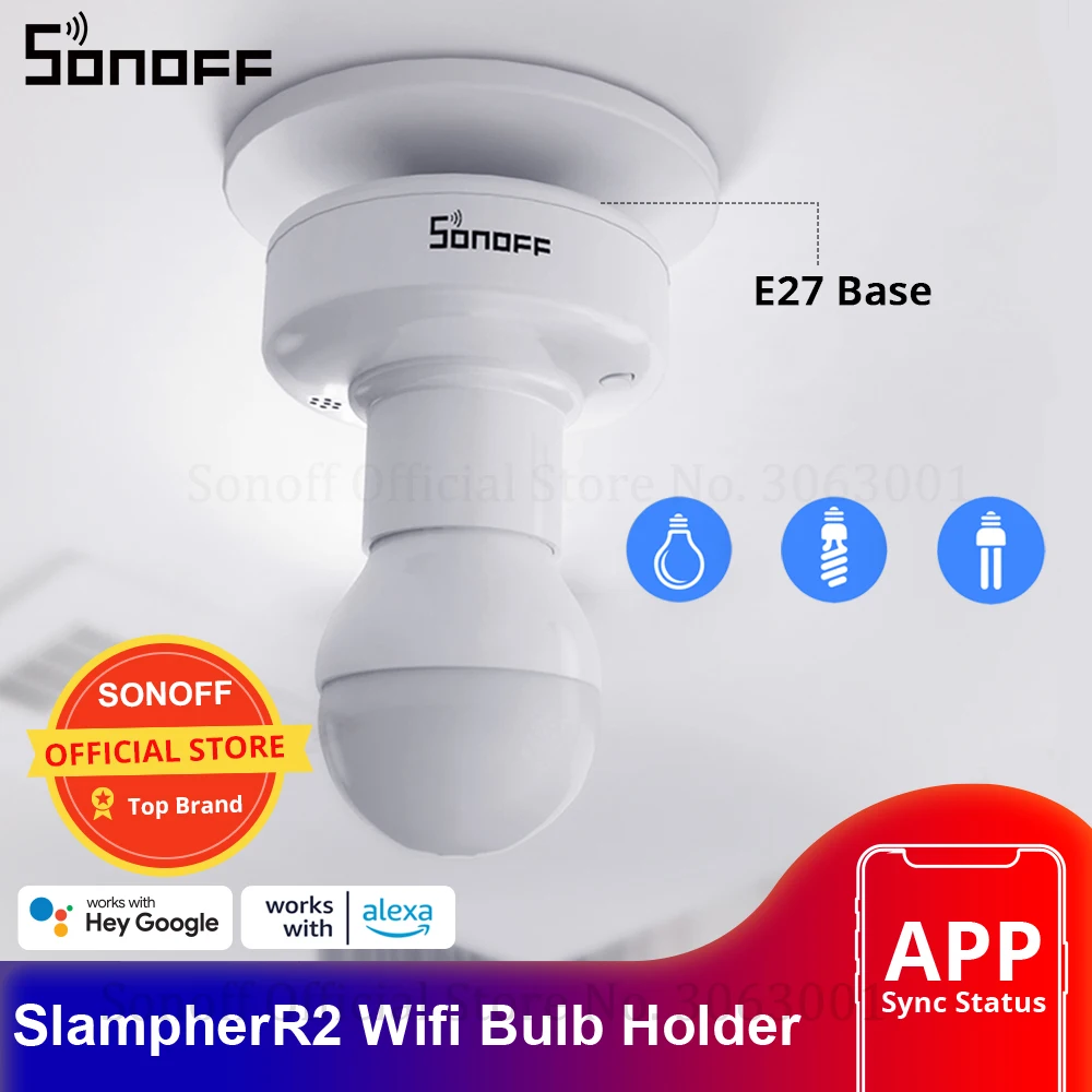 Sonoff E27 Slampher WiFi 433MHz Wireless Light Holder Smart Switch Module+Remote 