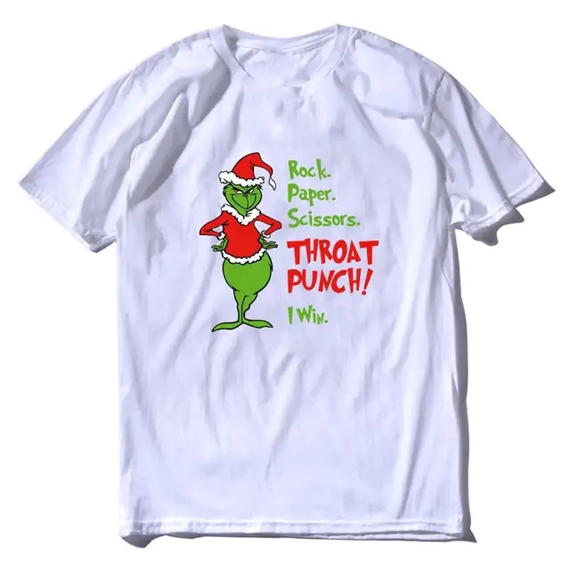 Unisex 100% Cotton Grinch Rock Paper 