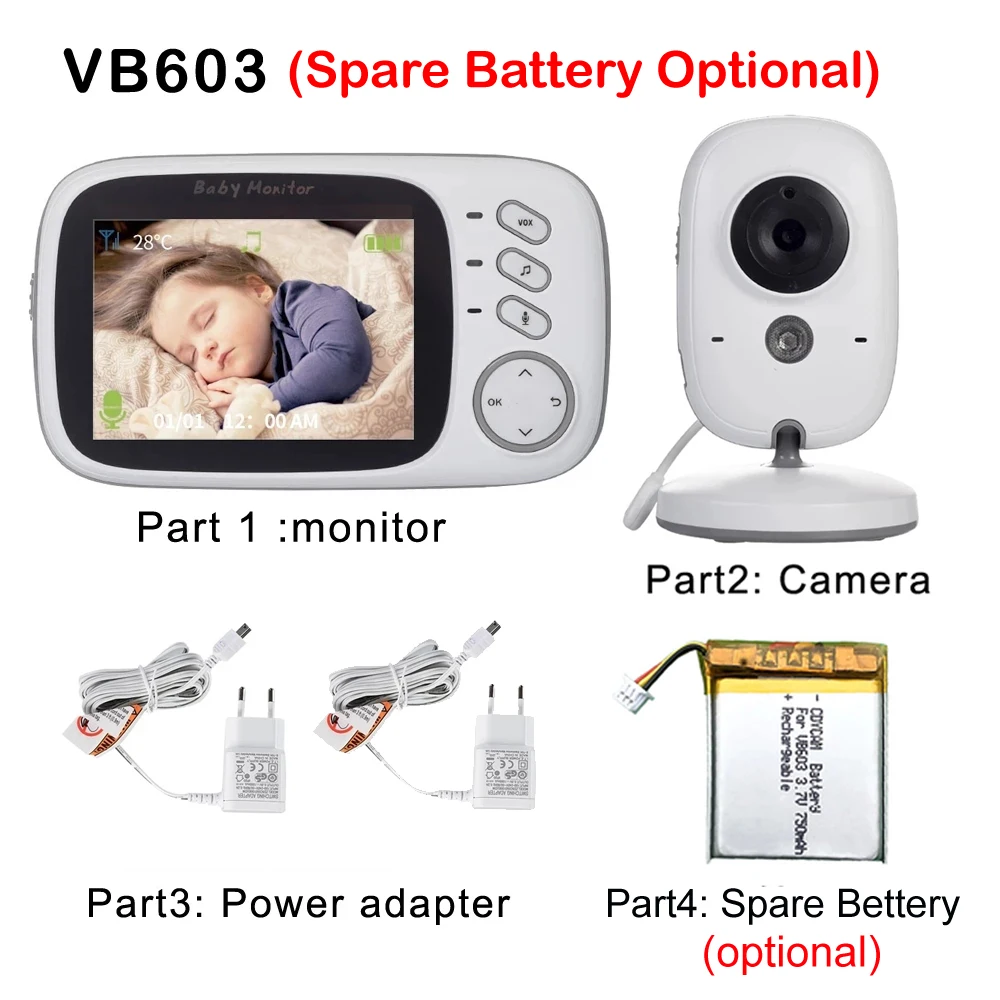 best security camera system Accessories: 3.2 inch Wireless Video Color Baby Monitor , Power Adapter ,Baby Nanny Security Camera Battery for VB603 ,BM603 cctv camera set