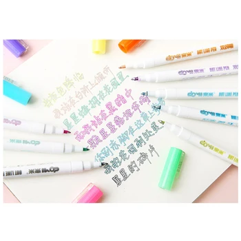 

Colorful Double Line Outline Pen Highlighter Fluorescent Marker Candy Color Student Multicolor Hand Note Pen For School Poster