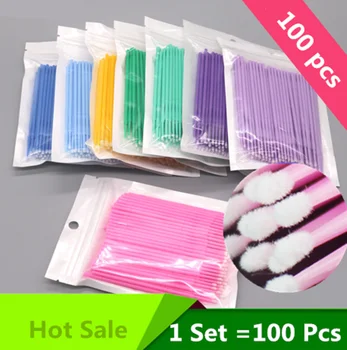 

100Pcs/bag Disposable Micro Brush Eyelashes Extension Individual Lash Removing Swab Micro Brush For Eyelash Extension Tools