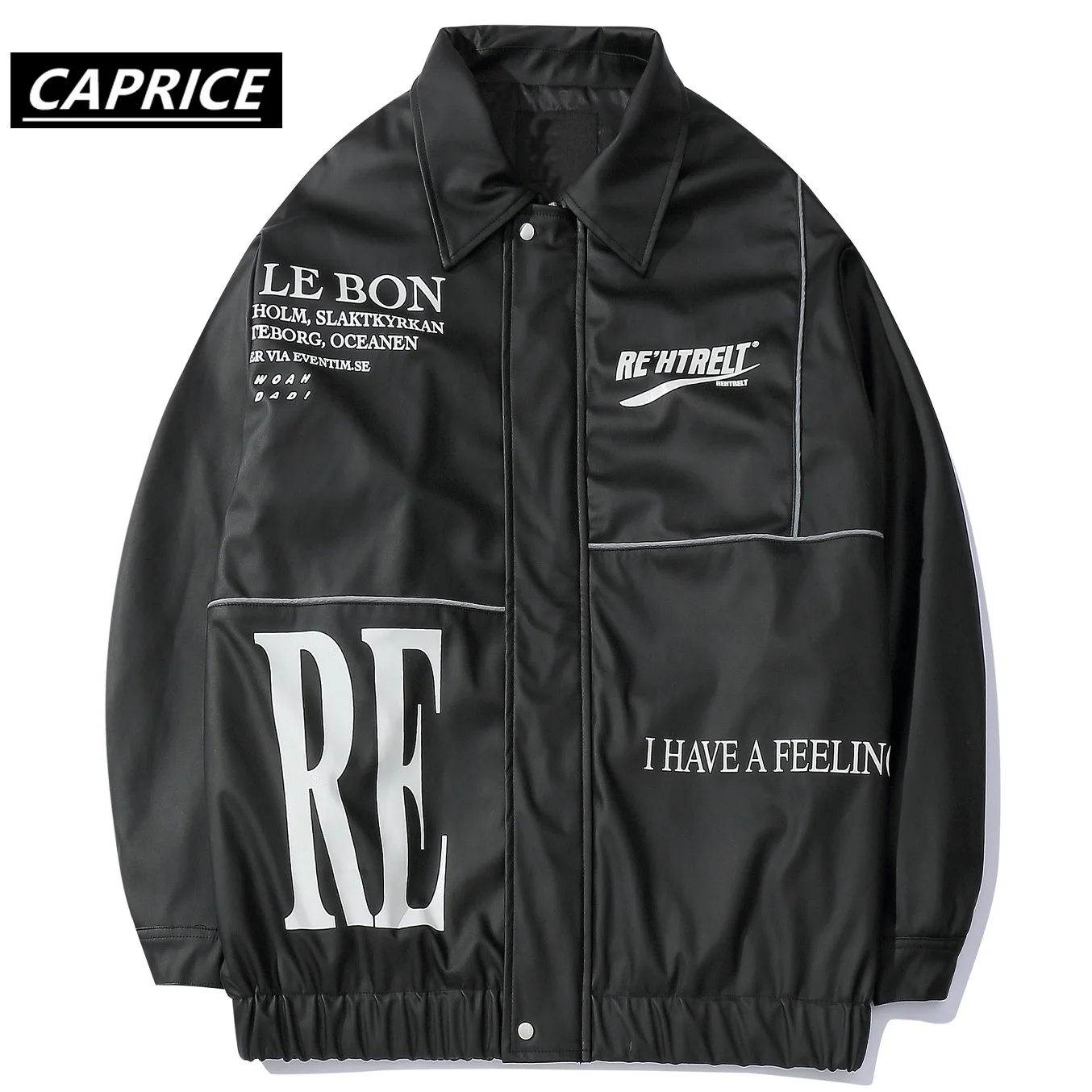 

Letter Printed Stand Faux Leather 2019 Autumn Winter Fashion Casual Jackets Streetwear Harajuku Hip Hop Male Coats