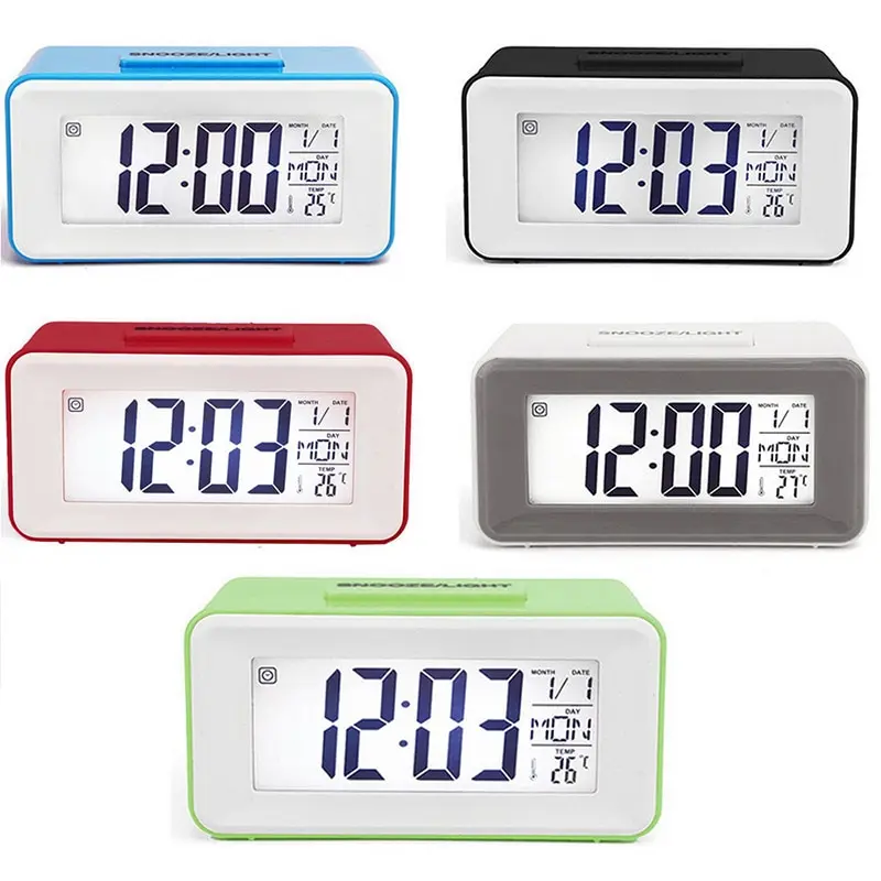 

LED Desktop Digital Clocks Large Display With Calendar For Home Office Travel Table Clock Snooze Electronic Kids Clock