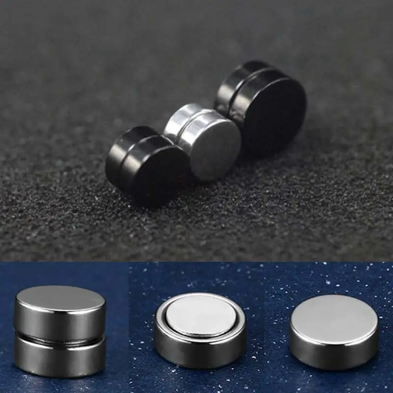 1PC Circle Unique Non Piercing Seaside Strong Magnet Magnetic Mens About 6mm/8mm/10mm/12mm5 Colors Round Ear Clip Hot Sale