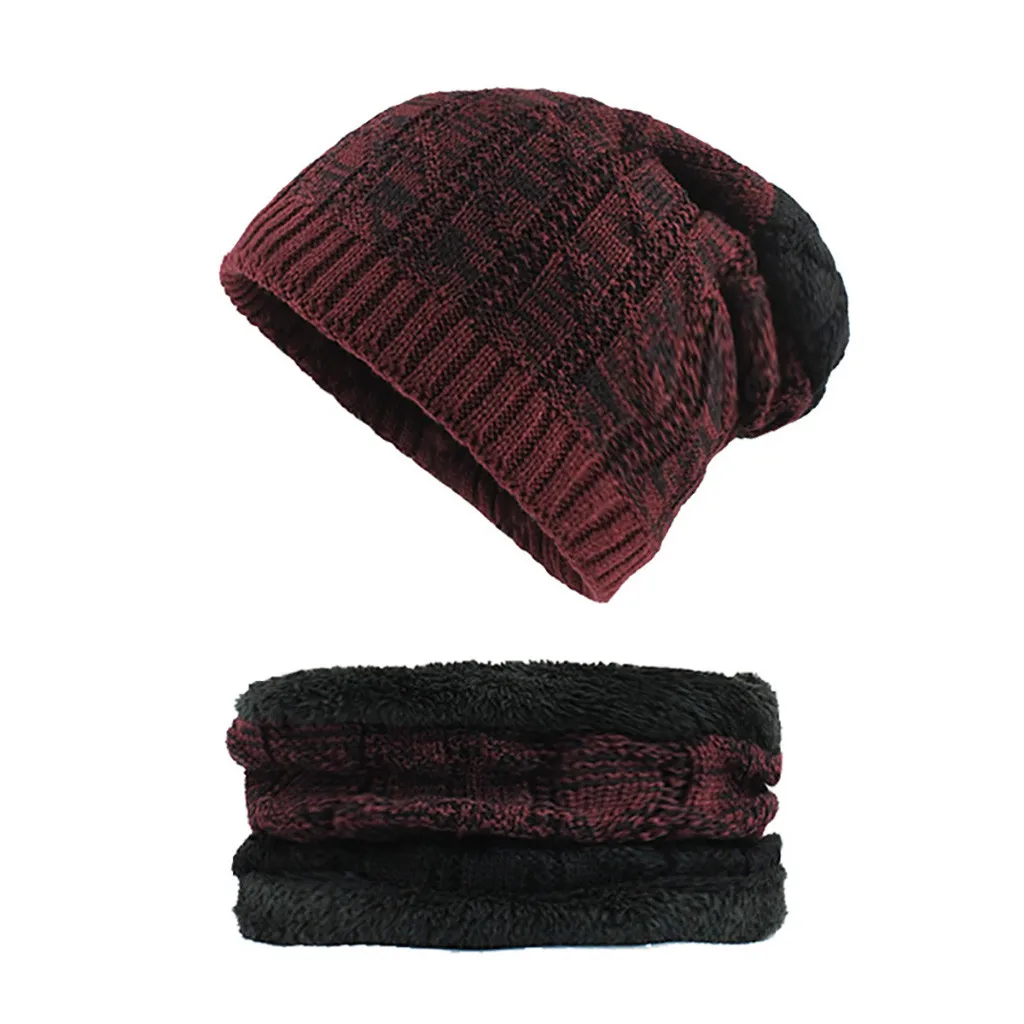 2 шт., Мужская зимняя теплая вязаная шапка с шарфом, набор, Skullies Beanies для мужчин, для мальчиков, для улицы, спортивный комплект 12,6