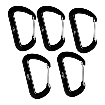 

5pcs/set D Shaped 12KN Wire Gate Hammock Hooks Outdoor Hiking Camping Mountaineering Carabiners Clips Keychain 80 x 48mm