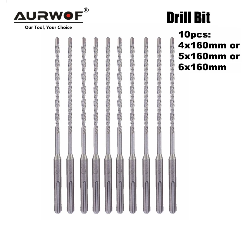 LAVIE 10pc/Lot 4mm 5mm 6mm Electric Hammer SDS Plus Drill Bits Set 160mm Concrete Wall Brick Block Masonry Hole Saw Drilling 013 5pcs electric hammer sds plus drill bit set flat tip 2 cutters 160mm for concrete wall brick block masonry drilling bits 6 8mm