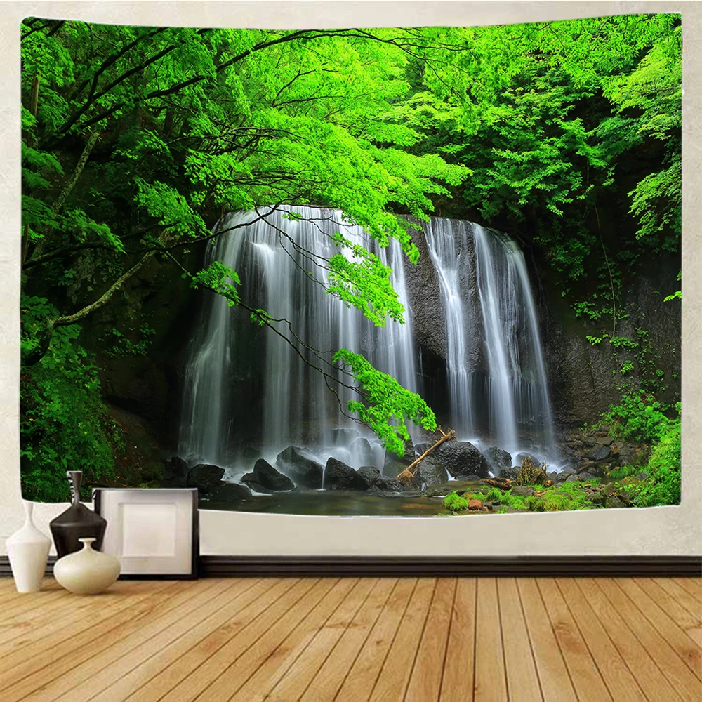 Beautiful waterfall forest Home Art Tapestry Hippie Bohemian Decoration Large Bed Sheet Background Wall Sofa Blanket tapestry decor