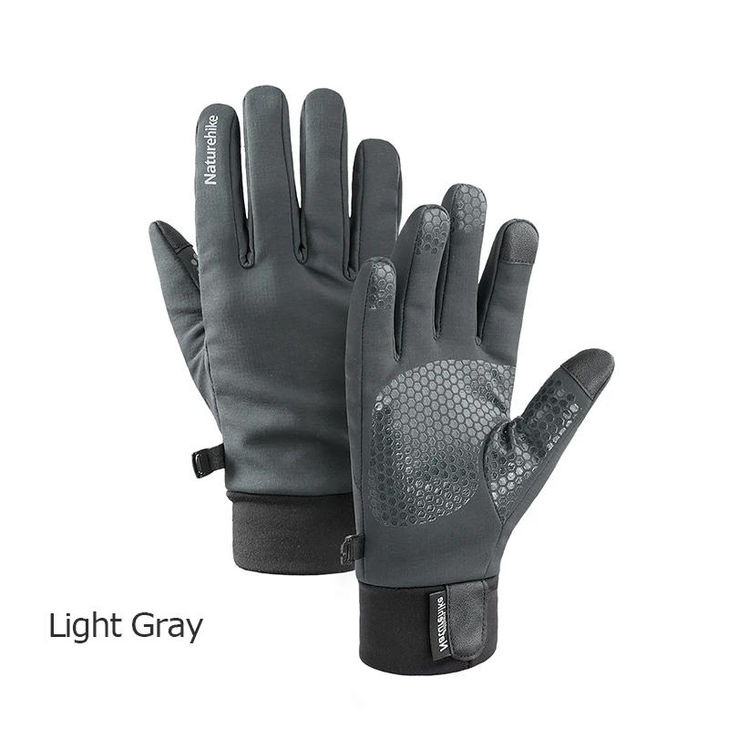 Naturehike NH19S005-T теплые Утепленные зимние флисовые перчатки с сенсорным экраном противоскользящие ветрозащитные перчатки для велоспорта Кемпинг Туризм Бег - Цвет: Light Gray