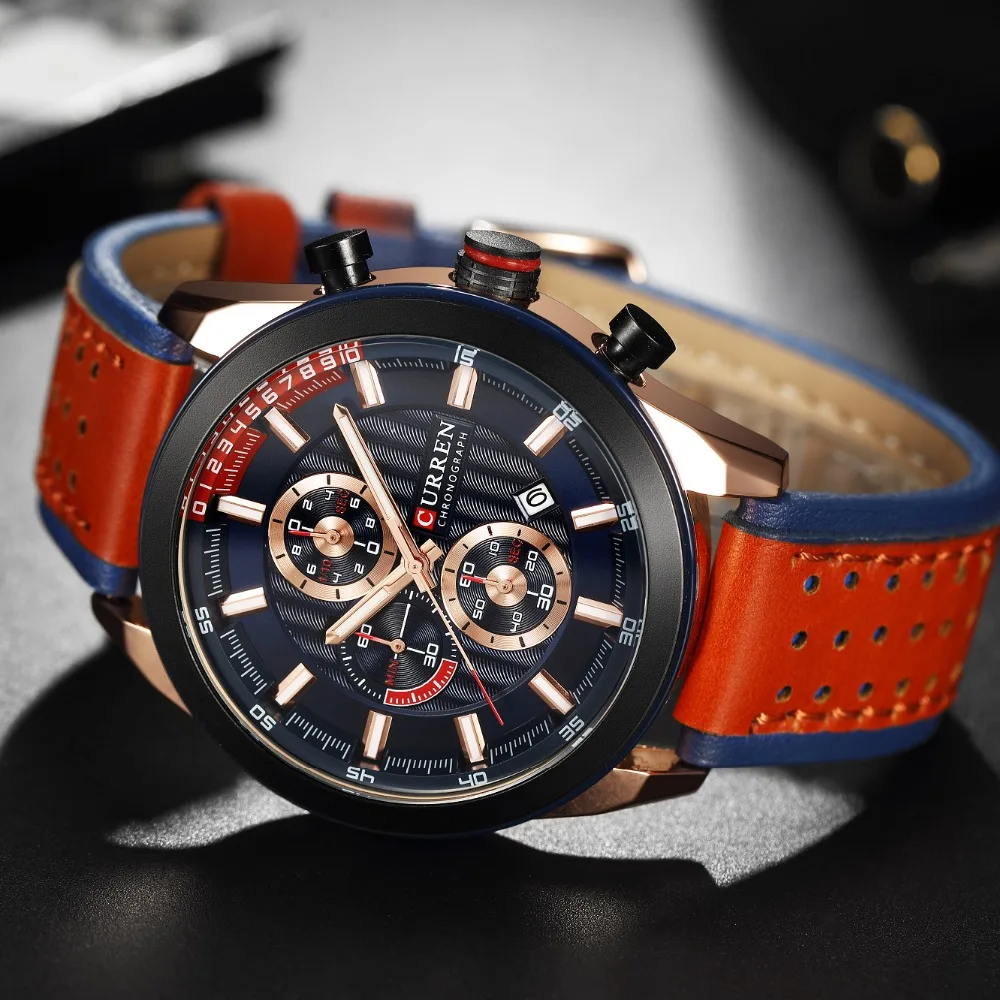 

Curren 8292 Mens Watches Top Brand Luxury Leather Quartz Military Watch Wrist Chronograph Men Sports Watches Date Wristwatches