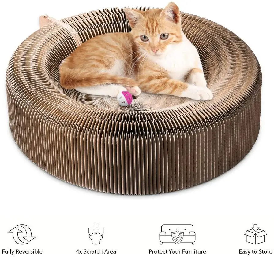 Pet Cat Scratcher Lounge Bed Collapsible Folding Corrugated Paper