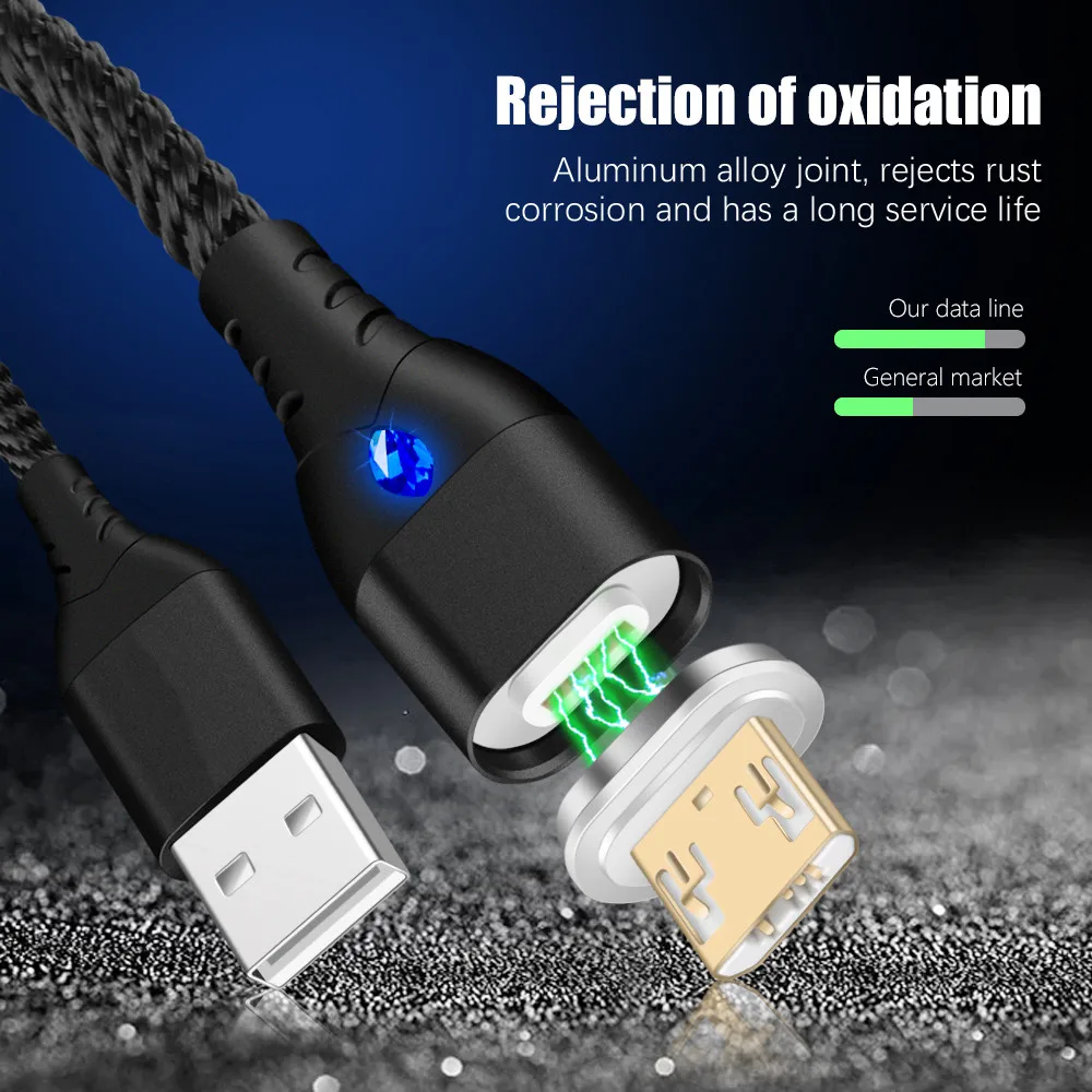 5А USB Магнитный кабель супер быстрая зарядка кабель для передачи данных usb type C кабель со светодиодной подсветкой для iPhone 11 8 Xiaomi huawei Android Phone 1 м